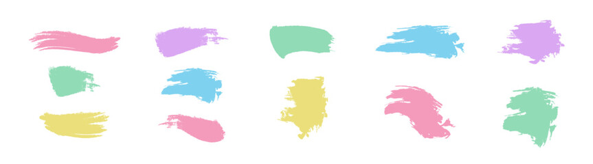 Set of different brush strokes. Multicolored doodle brush strokes vector art. Vector brush stroke