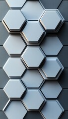 Fototapeta premium Abstract 3D Hexagon Pattern in Blue and Gray, Modern Geometric Background for Design Projects