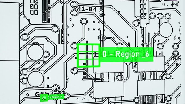 Close Up of a Computer Screen with a Digital Circuit Board Scheme in a Software for Electronics Engineers. Application Testing Digital Electronic Diagram Design of a Circuit Motherboard