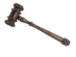 auction gavel isolated on transparent or white background, png mallet cutout
