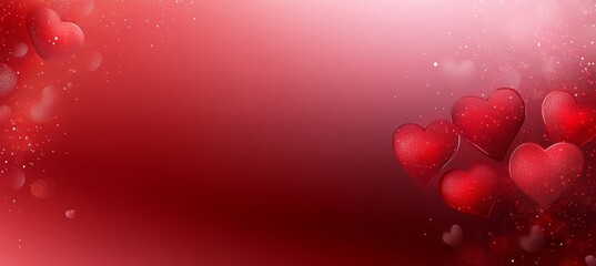 Obraz premium Romantic Red Valentine s Day Background with Floating 3D Hearts and Sparkling Bokeh Effect