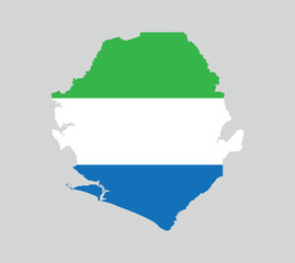 Sierra Leone Map vector icon. Map of Sierra Leone in Flag colors.