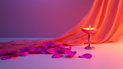 Minimalist Diwali Decor with LED Diya on Textured Table