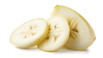 Sliced Raw Banana Sliced Winter melon isolated on a white background