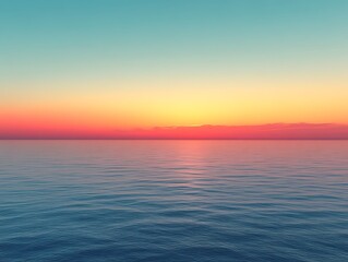 Obraz premium Serene ocean sunset with vibrant colors.