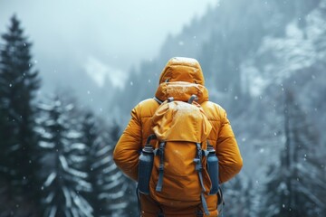 Winter Hiking Adventure Snowy Mountains Outdoor Photography Cold Environment Scenic View