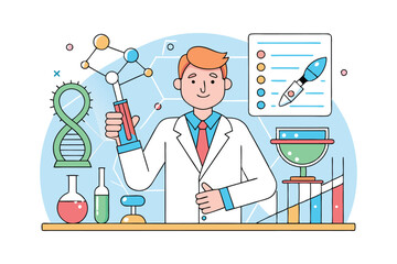 scientist in laboratory with test tube