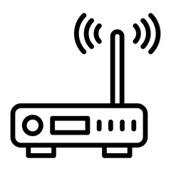 Wifi Router Vector Line Icon Design