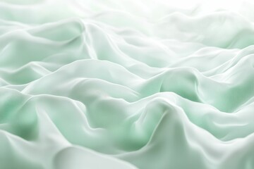 Obraz premium Soft, pale green fabric, flowing, draped waves.