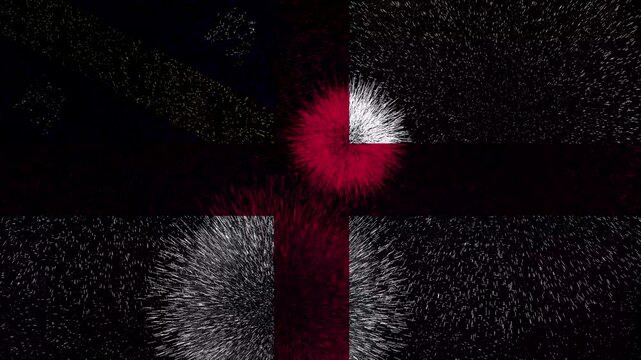 Herm flag - Waving flag on celebrating fireworks for national holiday day. Ceremony for patriotic celebration of nation 