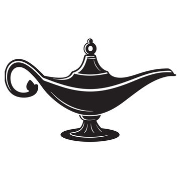 recommend clip art: PrintAladdin lamp silhouette black vector, aladdin lamp icon. black Vector illustration