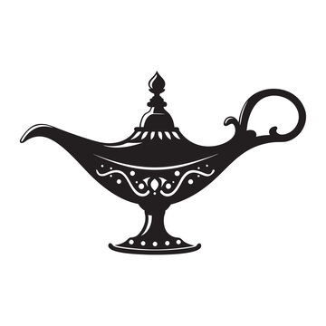 recommend clip art: PrintAladdin lamp silhouette black vector, aladdin lamp icon. black Vector illustration