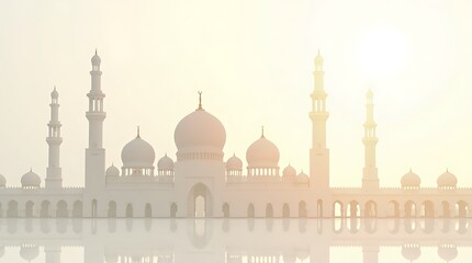 Obraz premium Serene Sunrise at the Grand Mosque: A Majestic Reflection
