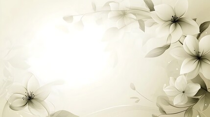 Elegant Sheer White Flowers on a Soft Beige Background