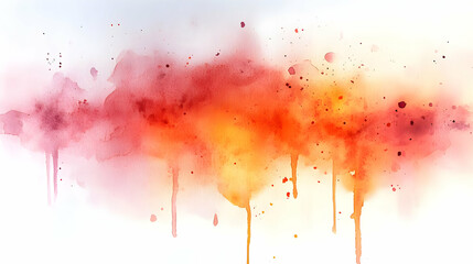 Abstract Watercolor Background: Orange, Red, Drips
