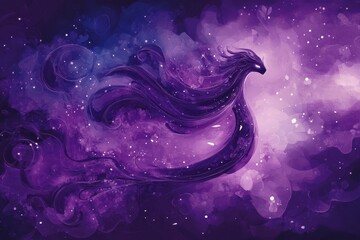 Purple Cosmic Dragon Soaring Through Nebula Space