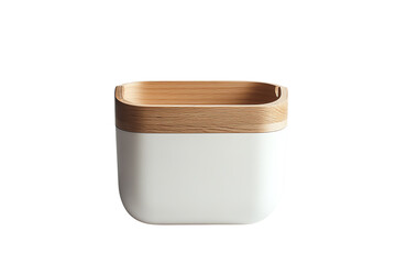 Modern coffee cup with a sleek white design and a stylish wooden lid, perfect for enjoying your favorite beverages on the go or at home.