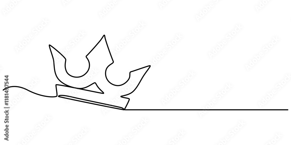Poster royal crown continuous line drawing. simple king crown outline design concept. vector illustration, 