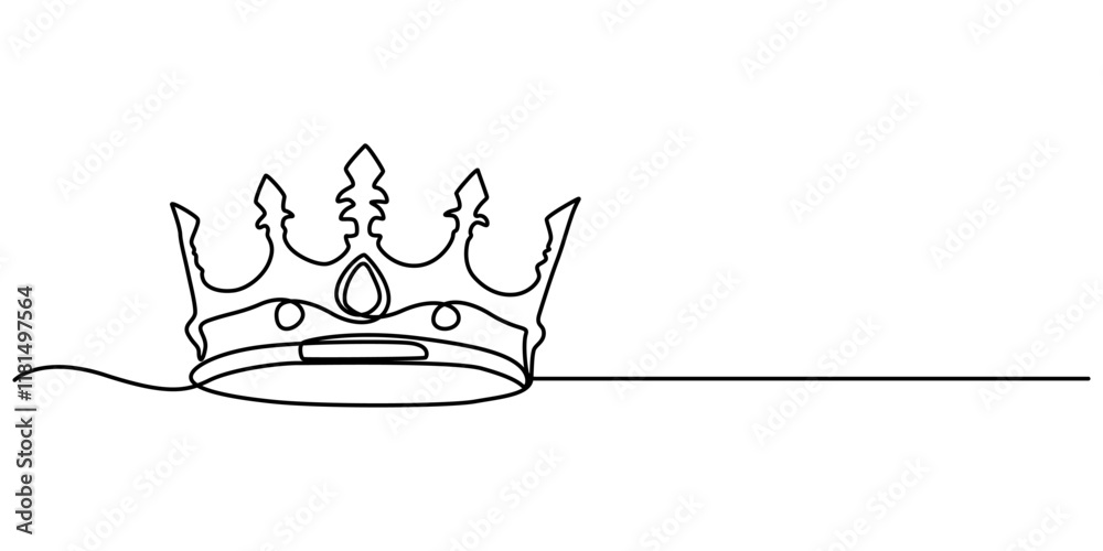 Poster royal crown continuous line drawing. simple king crown outline design concept. vector illustration, 