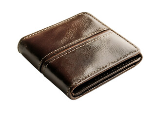 3d brown leather wallet isolated on transparent background or white background, png payment cutout