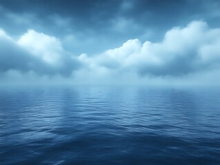 Obraz premium Calm ocean under a cloudy sky.