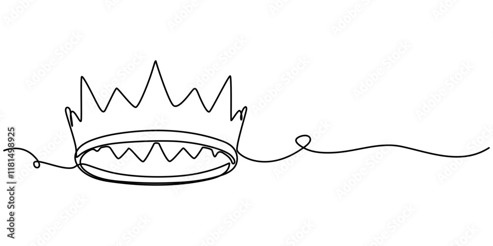 Poster royal crown continuous line drawing. simple king crown outline design concept. vector illustration, 