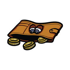 Empty wallet cartoon vector illustration