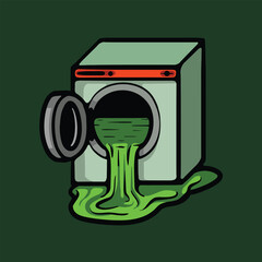 Leaking washing machine cartoon vector illustration