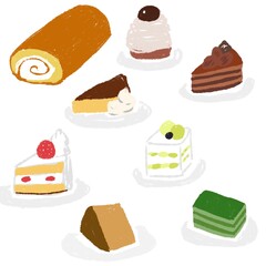 いろいろなケーキのイラストセット