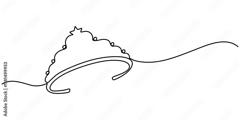 Poster royal crown continuous line drawing. simple king crown outline design concept. vector illustration, 