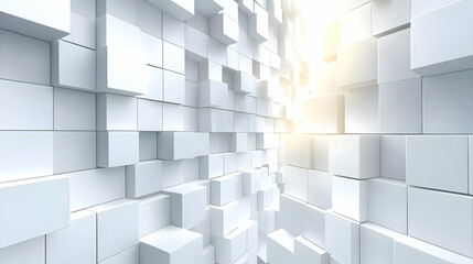 Abstract White Cubes and Light: A 3D Design