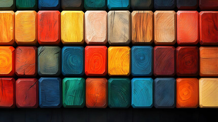 Colorful Wood Blocks: Texture, Paint, Design