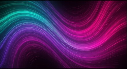 Fototapeta premium Abstract Neon Waves: A mesmerizing abstract background with swirling waves of neon light in shades of purple, pink, and teal. The vibrant colors create a dynamic and captivating atmosphere.