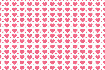 Seamless vector pattern of pink hearts, and icons for romantic Valentine's Day card design