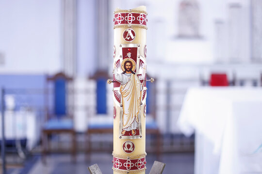 paschal candle - religious symbol with catholic image