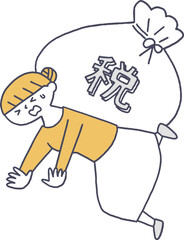 重い税金に苦しむ女性単色