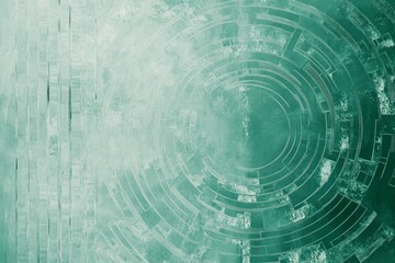 Obraz premium Teal abstract concentric circles, textured surface.