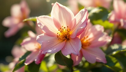 Fototapeta premium Pink Flower Blossom in Sunlight