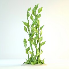 Fototapeta premium Lush Green Plant with Vibrant Leaves on Minimalistic Light Background for Nature and Decor Concepts