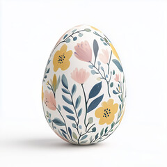 A minimalist Easter egg decorated with delicate hand-painted floral patterns in soft pastel tones. Perfect for spring, Easter, and decorative themes.