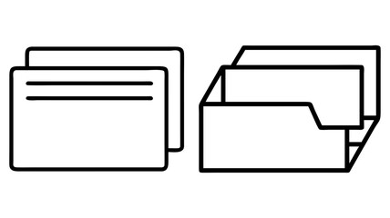 index cards icon, office line art, office vector - simple black line art icon of index cards perfect for logos, and office-themed designs.