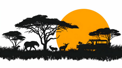 Sunset Safari Adventure: Wildlife, Elephant, Deer
