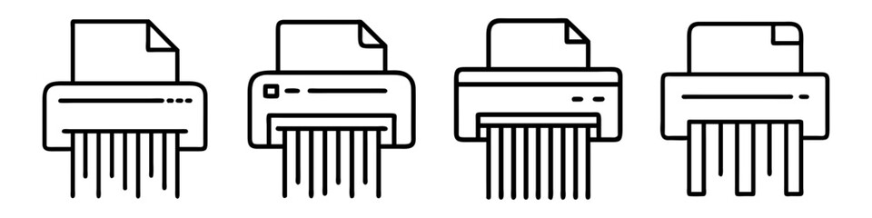 paper shredder icon, office line art, office vector - simple black line art icon of paper shredder perfect for logos, and office-themed designs.