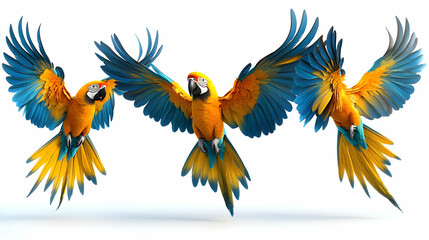 Obraz premium Blue and Gold Macaw Flight: Wings Spread Wide