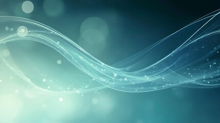 Abstract Teal Wave with Glowing Particles Background