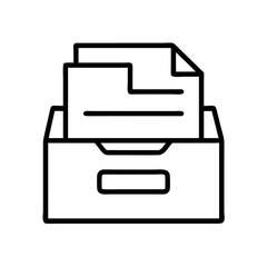 desk file sorter icon, office line art, office vector - simple black line art icon of desk file sorter perfect for logos, and office-themed designs.
