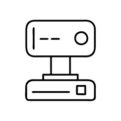 docking station icon, office line art, office vector - simple black line art icon of docking station perfect for logos, and office-themed designs.