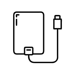 external hard drive icon, office line art, office vector - simple black line art icon of external hard drive perfect for logos, and office-themed designs.
