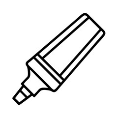 highlighter icon, office line art, office vector - simple black line art icon of highlighter perfect for logos, and office-themed designs.