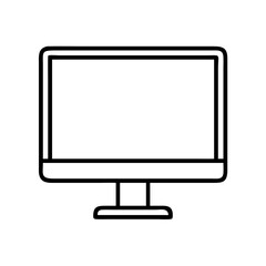 monitor icon, office line art, office vector - simple black line art icon of monitor perfect for logos, and office-themed designs.